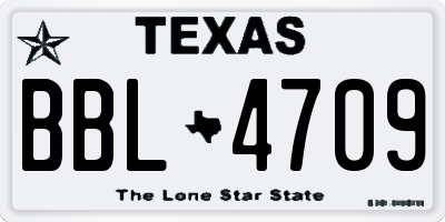 TX license plate BBL4709