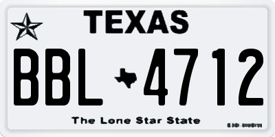TX license plate BBL4712