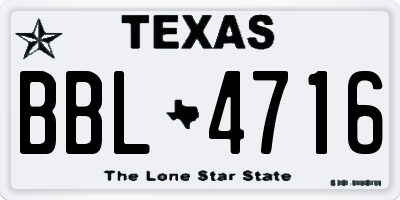 TX license plate BBL4716