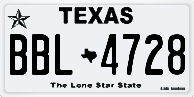 TX license plate BBL4728