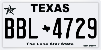 TX license plate BBL4729