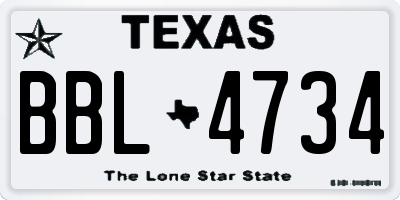 TX license plate BBL4734