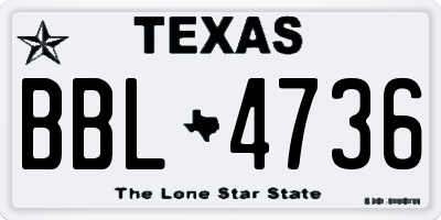 TX license plate BBL4736