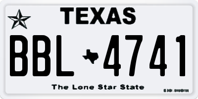 TX license plate BBL4741