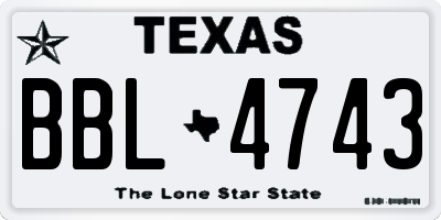 TX license plate BBL4743