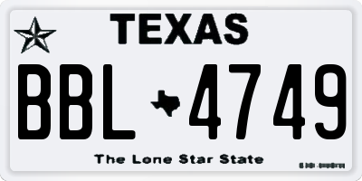 TX license plate BBL4749