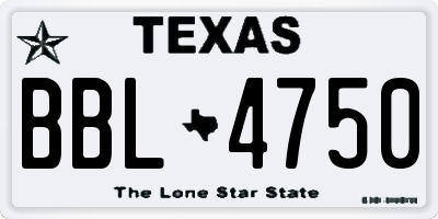 TX license plate BBL4750