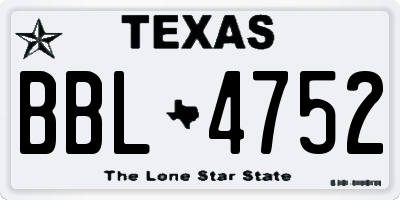 TX license plate BBL4752