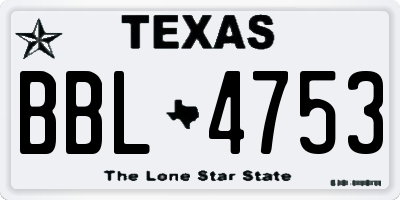 TX license plate BBL4753