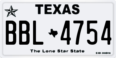 TX license plate BBL4754
