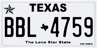 TX license plate BBL4759