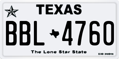TX license plate BBL4760