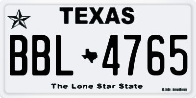TX license plate BBL4765