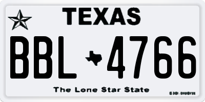 TX license plate BBL4766