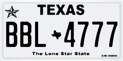 TX license plate BBL4777