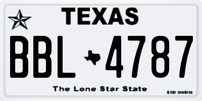 TX license plate BBL4787