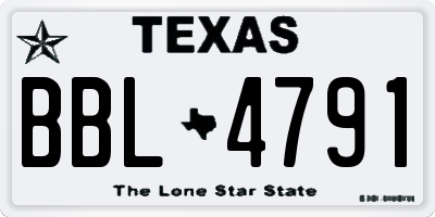 TX license plate BBL4791