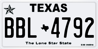 TX license plate BBL4792