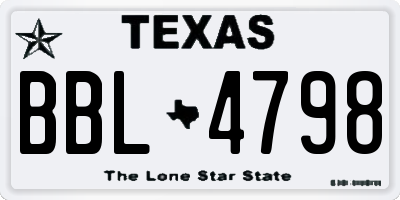 TX license plate BBL4798
