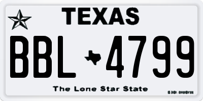 TX license plate BBL4799