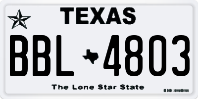 TX license plate BBL4803