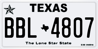 TX license plate BBL4807