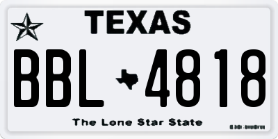 TX license plate BBL4818