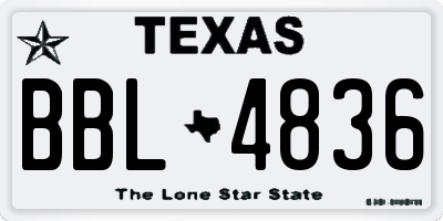 TX license plate BBL4836