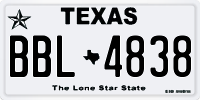 TX license plate BBL4838