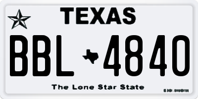 TX license plate BBL4840