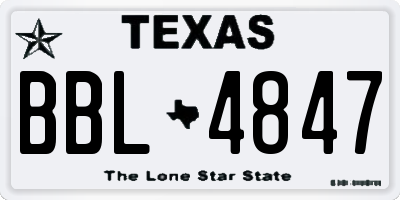 TX license plate BBL4847