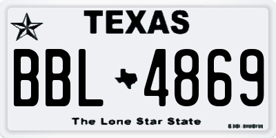TX license plate BBL4869