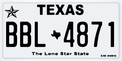 TX license plate BBL4871
