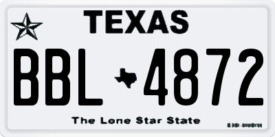 TX license plate BBL4872
