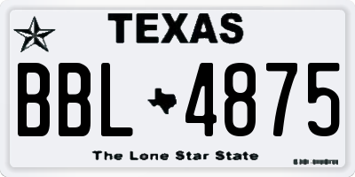 TX license plate BBL4875
