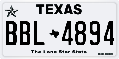 TX license plate BBL4894