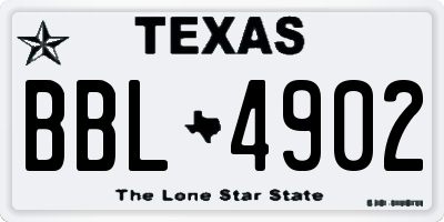 TX license plate BBL4902