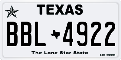 TX license plate BBL4922