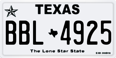 TX license plate BBL4925