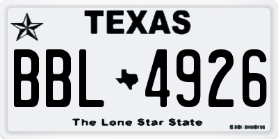 TX license plate BBL4926