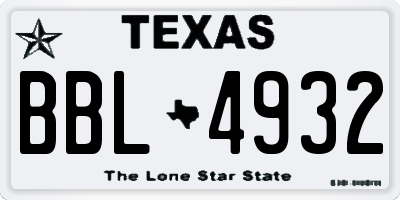 TX license plate BBL4932