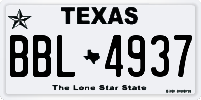 TX license plate BBL4937