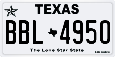 TX license plate BBL4950