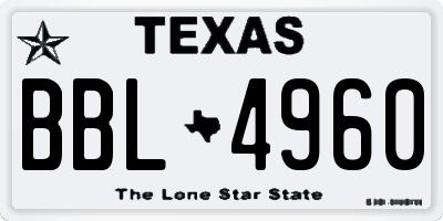 TX license plate BBL4960