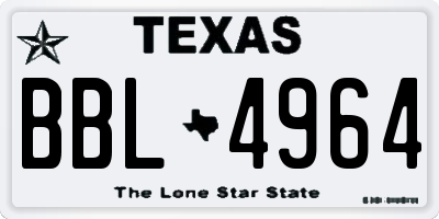 TX license plate BBL4964