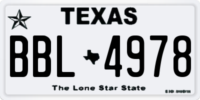 TX license plate BBL4978