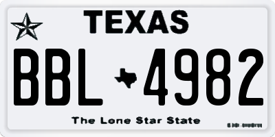 TX license plate BBL4982
