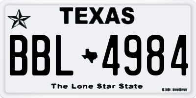 TX license plate BBL4984