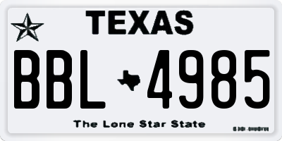 TX license plate BBL4985
