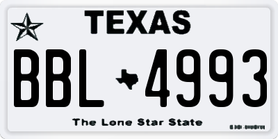 TX license plate BBL4993